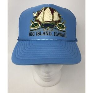 VTG Big Island, Hawaii‎ Blue Snapback Trucker Mesh Style Hat w/Hilo Hattie Tag